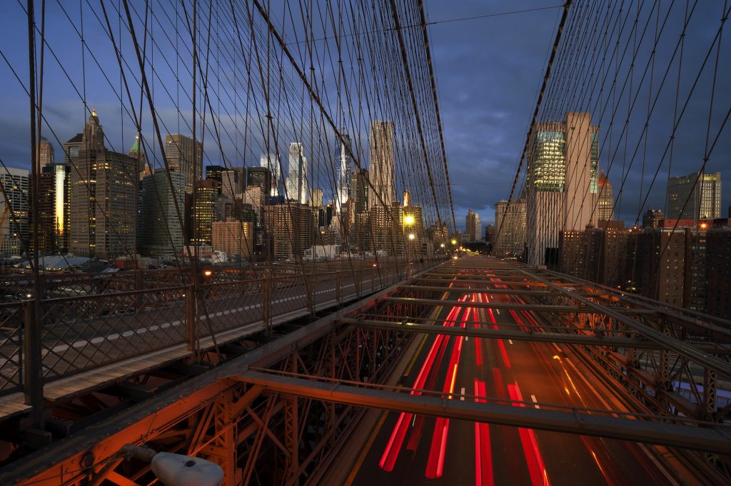 Brooklyn Bridge Sunrise, New York City.